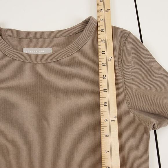Everlane 90s Rib Tee Mocha Brown Crop Top Womens Sz M - Picture 4 of 6